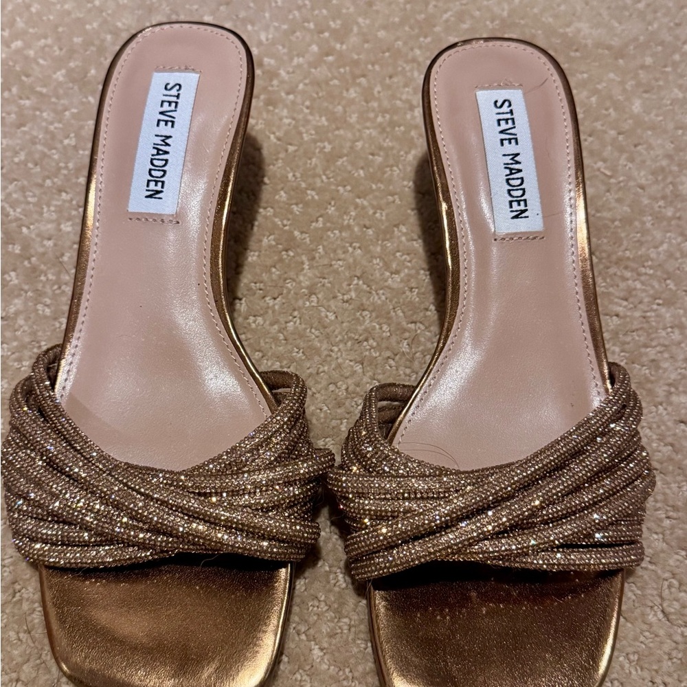 Steve Madden Gold Knotted Metallic Slide Mules